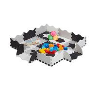 Relaxdays Tapis de sol puzzle 34 pièces, mousse EVA, sans polluants, 0,77 m2, dalle jeu bébé bord, éducatif, gris