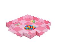Relaxdays Tapis de Sol Puzzle 36 pièces, Mousse EVA, sans polluants, 1,4 m2, Dalle Jeu bébé Bord, Rose-Fluo