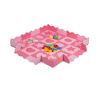 Relaxdays Tapis de Sol Puzzle 52 pièces, Mousse EVA, sans polluants, 1,4 m2, Dalle Jeu bébé Bord, Diff Motifs, Rose