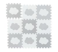 Relaxdays Tapis Puzzle Motif Nuages, 9 pièces de Puzzle, en Mousse EVA sans substances nocives, L x P : 91,5 x 91,5 cm, Blanc/Gris