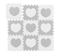 Relaxdays Tapis de Sol Puzzle bébé, Motif cœur, 18 pièces, Mousse sans polluants, L x P : 91,5 x 91,5 cm, Blanc/Gris