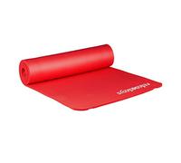 Relaxdays Tapis de yoga 1 cm épaisseur doux caoutchouc sangle transport Pilates aérobic HxlxP: 1 x 61,5 x 182 cm, rouge