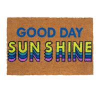 Relaxdays Tapis d'entrée Coco 'Good Day Sunshine', rétro, Multicolore