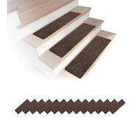 Relaxdays Tapis d'escalier, Lot de 16, rectangulaires, 65 x 20 cm, autoadhésifs, Marron, antidérapants