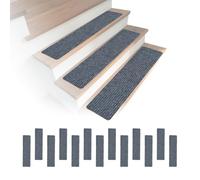 Relaxdays Tapis d'escalier, Lot de 16, rectangulaires, antidérapants | auto-adhésifs, 75 x 20 cm, gris clair