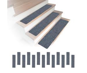 Relaxdays Tapis d'escalier, Lot de 16, rectangulaires, antidérapants | auto-adhésifs, 75 x 20 cm, gris clair