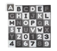 Relaxdays Tapis éducatif avec alphabet et chiffres, 60 parties, 172 x 172 cm, mousse blanc/gris