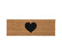 Relaxdays Tapis en Coco, Motif cœur, 75x25 cm, pour intérieur & extérieur, Dessous antidérapant, Nature - Noir