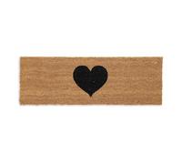 Relaxdays Tapis en Coco, Motif cœur, 75x25 cm, pour intérieur & extérieur, Dessous antidérapant, Nature - Noir