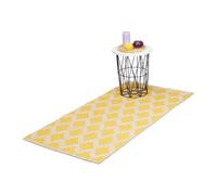 Relaxdays Tapis de Couloir, Coton, 70 x 140 cm, antidérapant, tissé Main, Motif Losanges, carpette Cuisine, Beige-Jaune