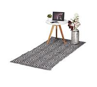 Relaxdays Tapis en Coton Carreaux,pour cuisne, antidérapant,Fait Main, avec Motifs, différentes Tailles, Noir et Blanc, Weiß, 1 x 70 x 140 cm