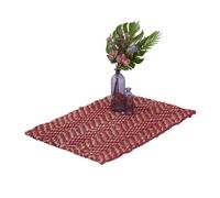 Relaxdays Tapis en Jute, tissé Main, Fibres Naturelles, 60 x 90 cm, pour l’entrée, la Chambre ou la Cuisine, Rouge/Beige