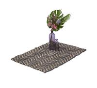 Relaxdays Tapis en Jute, tissé Main, Fibres Naturelles, 60 x 90 cm, pour l’entrée, la Chambre ou la Cuisine, Gris/Beige