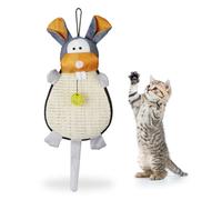Relaxdays griffoir pour Chat, Tapis avec Jouet Balle avec grelot pour Le Mur, en sisal H x l x P 55 x 22 x 10 coloré Mixte, Multicolore, 55 x 22 x 10 cm