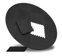 Relaxdays Tapis Piscine, Lot de 17, Ø200 cm, ép. 0,6 cm, Mousse EVA, Rond, Noir, Dalles emboîtables Protection Sol