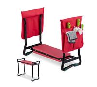 Relaxdays Tapis pour Le Jardinage, avec Pochettes, ménage Vos articulations, Charge Max. :150 kg, Pliable, Noir/Rouge