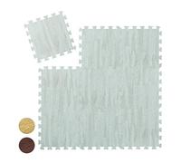 Relaxdays Tapis protection sol 9, puzzle sport et appareils fitness,tissu EVA, sans BPA, effet optique bois,blanc