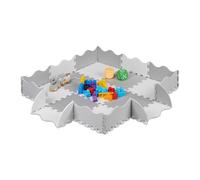Relaxdays Tapis Puzzle 25 pièces, Mousse EVA, sans substances nocives, 0,77 m2, Dalle Jeu Enfant avec Bord, Gris