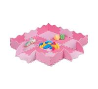 Relaxdays Tapis Puzzle 25 pièces, Mousse EVA, sans substances nocives, 0,77 m2, Dalle Jeu Enfant avec Bord, Rose
