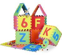 relaxdays Tapis puzzle ABC & chiffres multicolore 179,0 x 179,0 cm