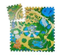 relaxdays Tapis puzzle dinosaure vert/coloré 90,0 x 90,0 cm