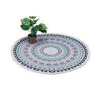 Relaxdays Tapis Rond Motif Mandala, Tapis Coton avec Franges, antidérapant, Tapis de Salon bohème, Ø 120 cm, Multicolore