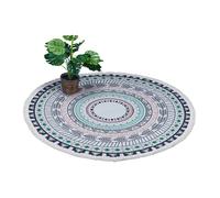 Relaxdays Tapis Rond Motif Mandala, Tapis Coton avec Franges, antidérapant, Tapis de Salon bohème, Ø 120 cm, Multicolore