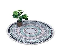 Relaxdays Tapis Rond Motif Mandala, Tapis Coton avec Franges, antidérapant, Tapis de Salon bohème, Ø 120 cm, Multicolore