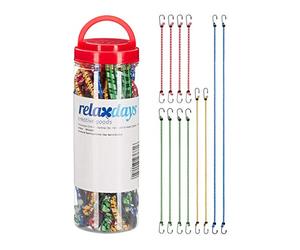 relaxdays Tendeur Lot de 12, Sangle pour Voiture et vélo, extenseur Universel, 35 cm-1 m, 4 Tailles, Plusieurs Couleurs