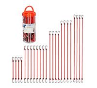 Relaxdays Tendeurs avec Crochets, Lot de 24, Sangles Porte-Bagages sur vélos, 5 Tailles, Attaches universelles, Rouge