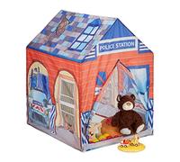 Relaxdays Tente de jeu enfants Police poste de police voiture chien 3 ans, tissu HxlxP- 102 x 72 x 95 cm, bleu-rouge - version allemande