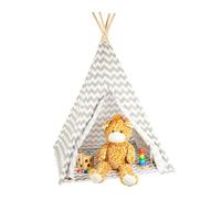 Relaxdays, blanc/gris jeu pour enfants, Tipi intérieur extérieur tente Indien Wigwam, HxlxP:160 x 115 x 115 cm, 10028907