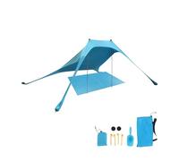Relaxdays Tente de Plage 200 x 210 cm, Protection UV 50+, 2-4 pers., Sac, Tapis, Lycra, Bleu, Plage, Parc