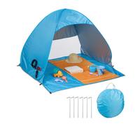 Relaxdays Tente de Plage Pop-up, abri Solaire, UPF 50, Sac de Transport et piquets, 110x140x145 cm, 2 Personnes, Bleue