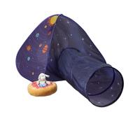 Relaxdays Tente pour enfants, décorée de planètes, avec tunnel, HLP : 90x170x100 cm, intérieur et extérieur, multicolore