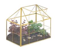 Relaxdays Terrarium pour Vos Plantes, décoratif et Pratique, pour Le Rebord de la fenêtre, 21 x 23 x 14 cm, doré