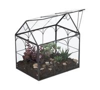 Relaxdays Terrarium pour Vos Plantes, décoratif et Pratique, pour Le Rebord de la fenêtre, 20 x 24,5 x 13,5 cm, Noir