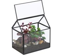 relaxdays Terrarium pour plantes en verre forme maison