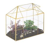 Relaxdays Terrarium pour Vos Plantes, décoratif et Pratique, pour Le Rebord de la fenêtre, 27 x 30 x 15 cm, doré