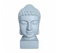 Relaxdays Tête de Bouddha déco Zen, polyrésine résistante aux intempéries, 70 x 45 x 45 cm, Blanche, Jardin et Salon