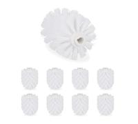 Relaxdays Tête de Rechange Brosse WC, Lot de 9, Filetage intérieur 12 mm, Diamètre 8 cm, tête Brosse Toilettes, Blanc