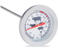 relaxdays Thermomètre à piqûre analogique en acier inoxydable