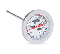 Relaxdays Thermomètre à Viande pour Le Four analogique, Lot de 2, thermomètre à sonde en INOX 20 cm, argenté