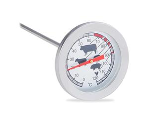 Relaxdays Thermomètre à viande pour le four analogique, thermomètre à sonde en inox 20 cm
