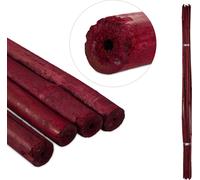 Relaxdays Tuteur en Bambou, Lot de 25, 120 cm, Aide à la Croissance des Plantes, Déco intérieure, Tiges Bambou, Rouge