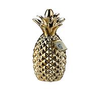 Relaxdays Tirelire Ananas doré, Cochon déco Boite économies épargnes pièces Monnaies Bouchon, HxD 24 x 10,5 cm, Or