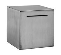 Relaxdays Tirelire, Acier Inoxydable, pour Billets et pièces, pour Adultes, H x L x P : 15 x 15 x 15 cm, argentée