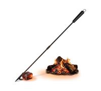 Relaxdays Tisonnier, 91,5 cm, tisonnier avec manche en bois, œillet de suspension, poêle et brasero, fer, noir