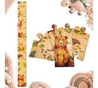 Relaxdays Toise enfant, animaux de la forêt, 50-180 cm, bois naturel | Bois, toise murale, design puzzle, sans perçage, pastilles adhésives incluses, inscriptible, déco