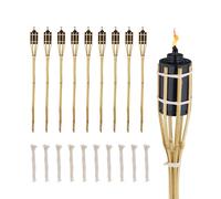 Relaxdays Torche de Jardin en Bambou, lot 10, avec mèches supplémentaires, Hauteur : 80 cm, pour extérieur, Nature